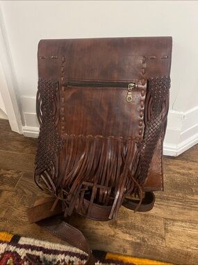Handcrafted Brown Leather Fringe Women’s bag